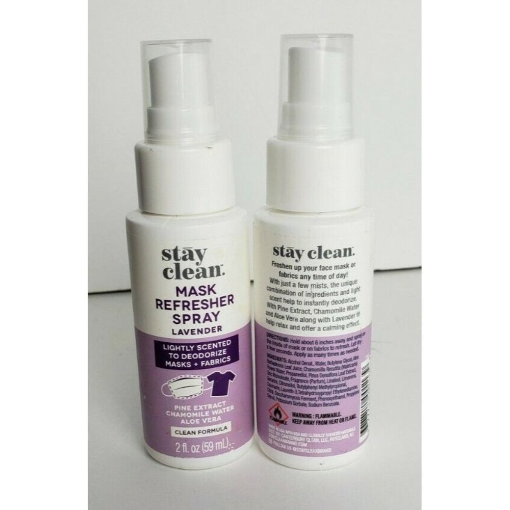 2 Stay Clean Mask & Fabric Refresher Sprays Lavender 2 oz Each